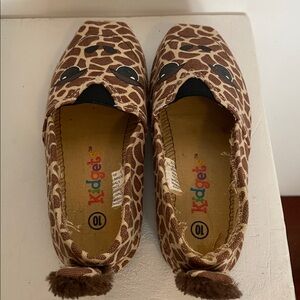 Kids Giraffe Print Shoes with Pom Poms